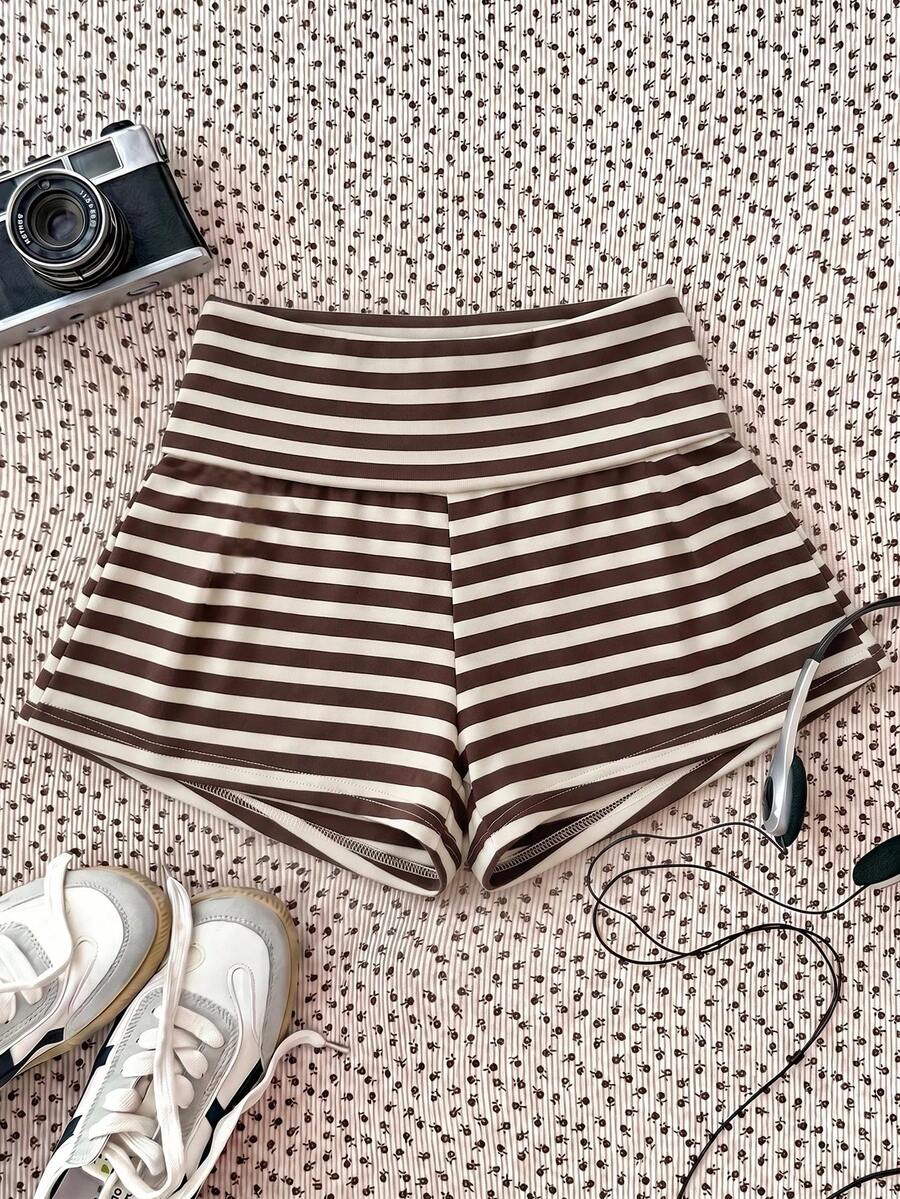 SHEIN Tween Girl Striped Colorblock Casual Versatile Daily Shorts - Multicolor - View 1