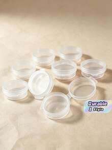 25 Mini Transparent Cream Cans With Transparent LIDS, Small Cosmetic Sample Containers, 10-Gram Empty Plastic Cosmetic Cans, Transparent Sample Bottles, Eyeshadow Cream And Lipstick Containers, Travel Essentials, Cosmetic Sample Cans. - Clear - View 1