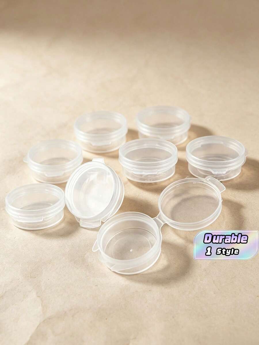 25 Mini Transparent Cream Cans With Transparent LIDS, Small Cosmetic Sample Containers, 10-Gram Empty Plastic Cosmetic Cans, Transparent Sample Bottles, Eyeshadow Cream And Lipstick Containers, Travel Essentials, Cosmetic Sample Cans. - Clear - View 1