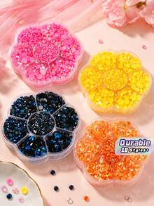 5000Pcs 2-6mm Jelly Color Flatback Rhinestones – Round Crystal Gems In Flower Box, 5 Sizes Mixed AB Glass Rhinestones For DIY Crafts, Clothing, Shoes, Bags, Phone Cases - AB Colors - View 1