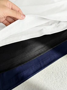 Comfortcana 3 piezas Camisetas básicas de cuello redondo de manga corta de colores para tallas grandes - Multicolor - Ver 5