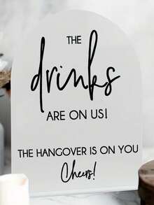 1PC 10*15CM Printed Wedding Bar Sign With Stand - "Drinks On Us, Headaches On You" - Modern Acrylic Decor, Suitable For Wedding Reception, Ceremony, Bridal Gift Table,Tabletop Installation,Decor Modern Wedding Decor Wedding Decor - tabletop ornament - View 6
