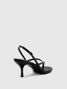 CUCCOO BIZCHIC Women's Buckle Design Fashionable Elegant T-Strap High Heel Sandals - Black - View 9