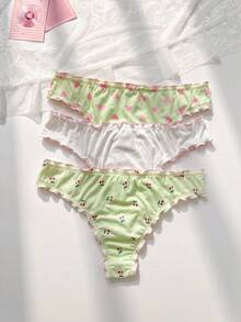 PetitDoll 3pcs/Set Women's Contrast Color Trim Triangle Panties - Multicolor - View 2