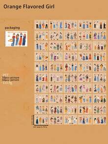 1pc Orange Scent Girl PET Die-Cut Sticker Book, Orange Scent Girl Series Journal Stickers For Scene Decoration - Multicolor - View 3