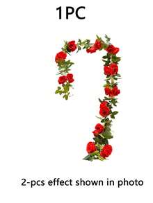 1Pc Large 10 Heads Artificial Rose Vine Garland, Lifelike Plastic Fake Floral Vine, Flexible Winding Greenery For Living Room, Air Condition & Heating Pipe Cover, Ceiling Hanging Decoration - Multicolor - View 12