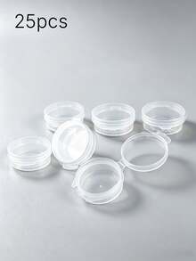 25 Mini Transparent Cream Cans With Transparent LIDS, Small Cosmetic Sample Containers, 10-Gram Empty Plastic Cosmetic Cans, Transparent Sample Bottles, Eyeshadow Cream And Lipstick Containers, Travel Essentials, Cosmetic Sample Cans. - Clear - View 9