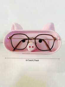 1PC Plastic Pink Pig Shape Storage Tray With Lid Decorative Desk Organizer For Glasses Jewelry Trinkets Nightstand Office Home Cute Gift - Multicolor - View 5