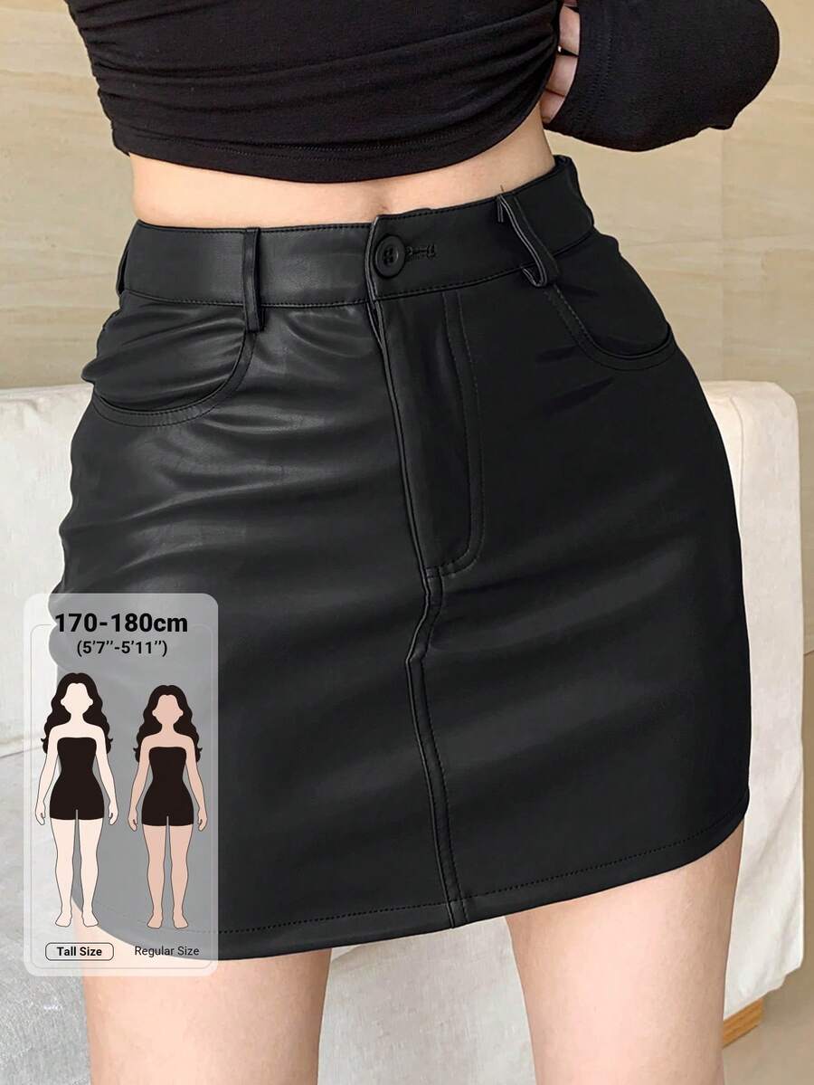 Dazy Tall Women's PU Sexy Casual Leather Mini Skirt Fall - Black - View 1