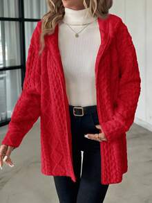 SHEIN Clasi 女款連帽紋理保暖內裡夾克 - 紅色 - 查看 5