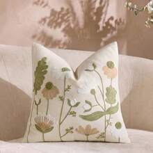 Cirelle 1件/2件 波希米亞風刺繡抱枕套 鼠尾草綠野花植物紋理 粗花呢紋理花卉枕套 適用沙發臥室（不含枕芯） - 橄欖綠 - 查看 9