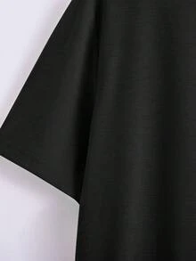 SHEIN 2件組青少年男孩休閒舒適百搭趣味拼色貼袋短袖上衣與長褲套裝 - 卡其色 - 查看 5