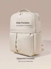 GLOWMODE Large 18L Multi-Pocket Storage Waterproof Laptop Daily Carry Backpack Bag With Side Bottle Sleeves Padded Straps Daily Active Work Travel Bag - Off-white - View 4