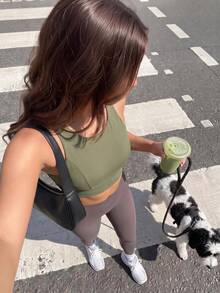 Gameset SHEIN Sport Women's Minimalist Versatile Street Sports Bra For Running And Yoga - Black - View 4