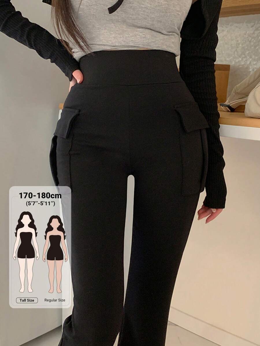 Dazy Tall Celana Panjang Wanita Slim Fit Elegan dengan Dekorasi Saku untuk Musim Gugur - Hitam - View 1