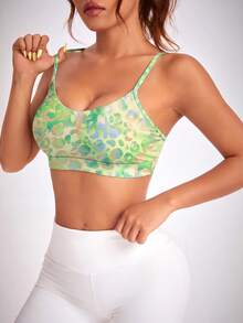 SHEIN Sovereign Charm 女款豹紋露背日常健身運動內衣 - 彩色 - 查看 4