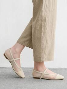 CUCCOO BIZCHIC Sederhana dan Elegan, Modis dan Serbaguna, Sepatu Flat Wanita Kasual untuk Kerja dan Perjalanan - Krem. - View 5