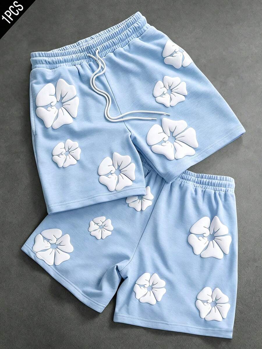 SLATEMANN Men's Summer Casual Jacquard Shorts - Baby Blue - View 1