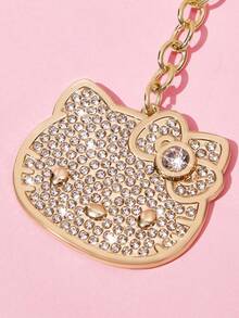 HELLO KITTY AND FRIENDS | SHEIN 時尚鋅合金閃亮水鑽包包吊飾，紀念品、收藏品、禮物，適用於裝飾錢包、書包、後背包、汽車配件，金色 - 無色 - 查看 2