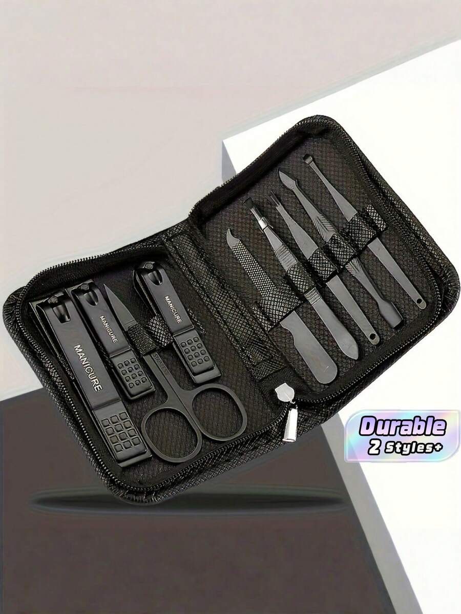 6Pcs Nail Clipper Set With Zipper Storage Bag, Stainless Steel Manicure Kit, Full Tools For Press On Nails - Multicolor - View 1