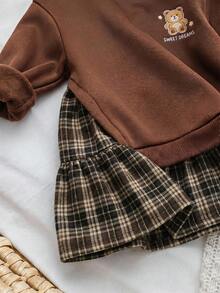 SHEIN 女嬰秋冬可愛拼色長袖洋裝 - 彩色 - 查看 5