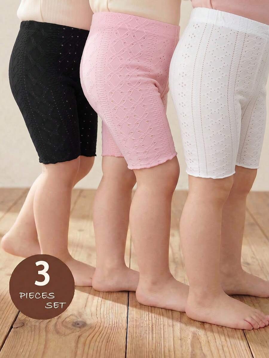 SHEIN 女童純色休閒百搭日常穿著貼身內搭短褲 - 淺粉色 - 查看 1