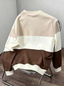 Daypath Men's Colorblock Pullover Sweatshirt, Suitable For Casual Daily Wear, Young Fashion, Minimalist And Stylish - White - View 2