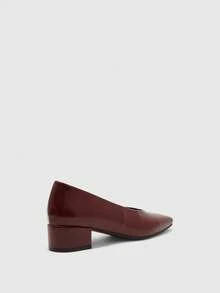 CUCCOO BIZCHIC Women's Spring/Summer New Vintage Burgundy Square Toe Low Vamp Daily Commute Versatile Mid-Heel Pumps - Jujube - View 8