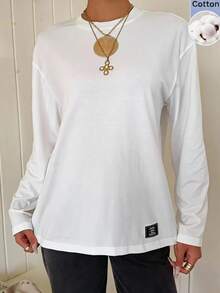 SHEIN EZwear 夏季純色蝴蝶結裝飾短版修身T恤 - 白色 - 查看 8