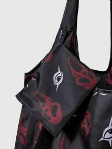 ROMWE Goth Star Print Large Capacity Foldable Shopper Bag, Stars Hollow Women Bag - Red and White - View 5