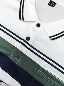Airaco 男士時尚商務條紋印花短袖 Polo 衫 - 彩色 - 查看 6