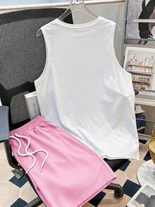 Daypath Men's Letter Print Crew Neck Top And Shorts Casual Everyday Set - Pink - View 3