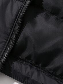 Hapijoa Young Girl Winter Casual Versatile Solid Color Jacket - Black - View 3