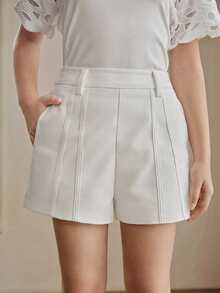 Anewsta Girls' White Casual Versatile Elastic Waist Shorts, Summer Outfit For Tween Girl - White - View 2