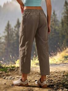 Exploreva Exploreva Women's Drawstring Waist Pocket Casual Versatile Daily Outdoor Hiking Pants - Grey - View 2