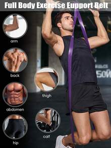 1pc Elastic Resistance Assist Band, Multifunctional Yoga Stretch Training Band, Unisex Home Fitness Tool For Muscle Shaping Leg Workout Pull Up Auxiliary - Multicolor - View 7