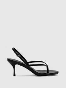 CUCCOO BIZCHIC Women's Buckle Design Fashionable Elegant T-Strap High Heel Sandals - Black - View 2