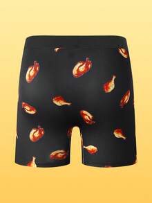 Notgurli Men's Underwear Cartoon Roast Chicken Leg Graphic Long‑Leg Boxer Briefs, Playful Novelty Casual Bott - Black - View 2