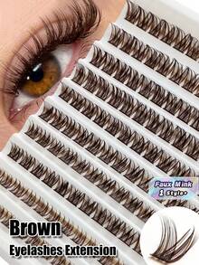 120Pcs D-Curl Brown Natural Mink Lashes Set, Fluffy Wispy Faux Mink Individuals, Reusable Daily Wear Lash Kit For Mother's Day Back-To-School Birthday Gifts - D - View 1
