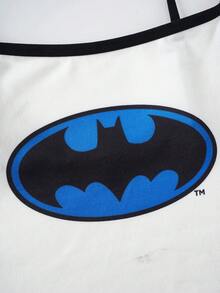 BATMAN X SHEIN 2件組女款內衣套裝 吊帶背心與三角內褲 - 藍色 - 查看 3