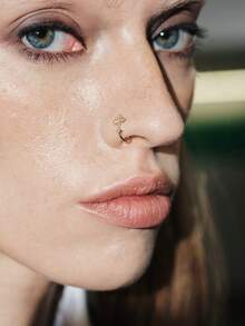MortiRose 1pc Unique U-Shaped Cross Design Cubic Zirconia Nose Ring, Fake Nose Piercing For Women - Nose Cuff - View 2