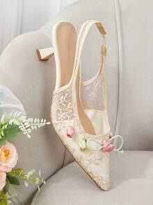 CUCCOO HITCHD Women's Pointed Toe Bow Decor Fashion Elegant High Heels - Champagne - View 13