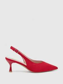 CUCCOO BIZCHIC Women's Red Pointed Suede Simple Commuter Fashion Wear Stiletto Back Strap High Heel Shoes - Red suede - View 2
