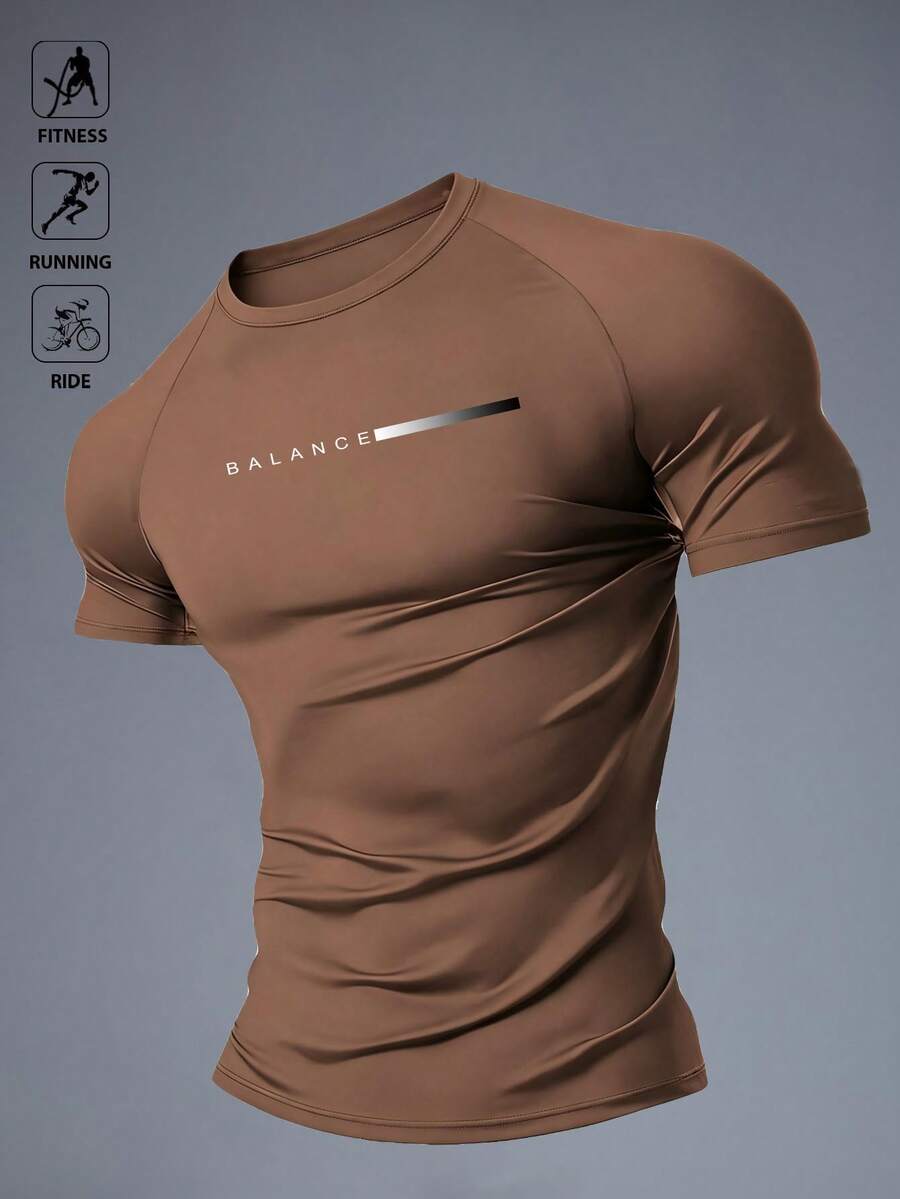 Acti Log Camiseta Esportiva Masculina, Logotipo de Moda Elástico, Presente de Feriado