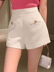 Dazy Tall Women's Solid Color Casual Versatile Daily Wear Shorts - White - View 8