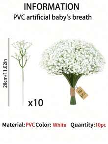 5/10/20/30/40 Pcs Artificial Baby's Breath, Each Approx. 11 Inches/28 Cm Long. These Artificial Plastic Flowers Are Excellent For Tabletop Decor And Vase Arrangements. - Multicolor - View 12