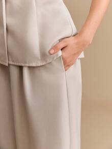 CielaLinda Women's Sleeveless Blazer Vest And Pants Set, Minimalist Old Money Style Suit - Apricot - View 7