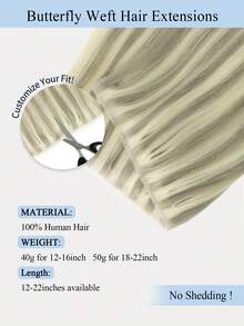 Butterfly Weft Hair Extensions Real Human Hair PU Hole Weft Extension Real 12-24inch Invisible Hole Weft Human Hair Extensions Smooth Straight #17-613,Double Inject XO PU Skin Hole Weft Twin Tab Weft Extension  Long-Lasting Wearable Design - S17-613 - View 6