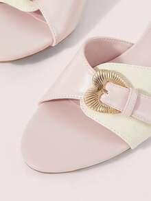 CUCCOO DOLLMOD Women's Shoes, Pink Spliced Love Buckle Kitten And Sandals, Women's Sweet Slippers - Pink - View 4