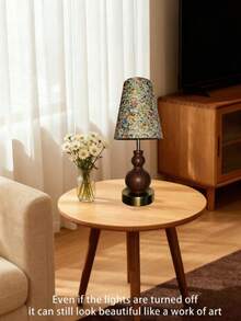 1 st dekorativ bordslampa med trätextur, sensorljus, lämplig för vardagsrum, arbetsrum, hotellrum, sovrum, läsning, studenter och barn, för dekoration, bönehörna, italiensk stil, minimalistisk, kinesisk stil, fransk stil, minimalistisk islamisk design - Flerfärgad - Visa 3
